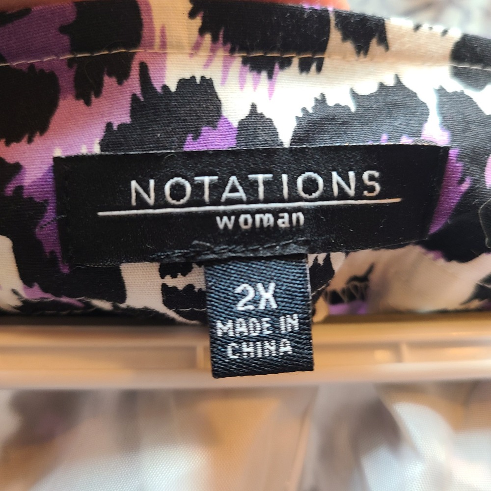Notations Short Sleeve Jacket Womens 2X Purple Black Leopard Animal Print Y2K - Picture 5 of 10